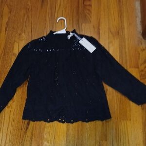 Black Lace Long Sleeve Blouse